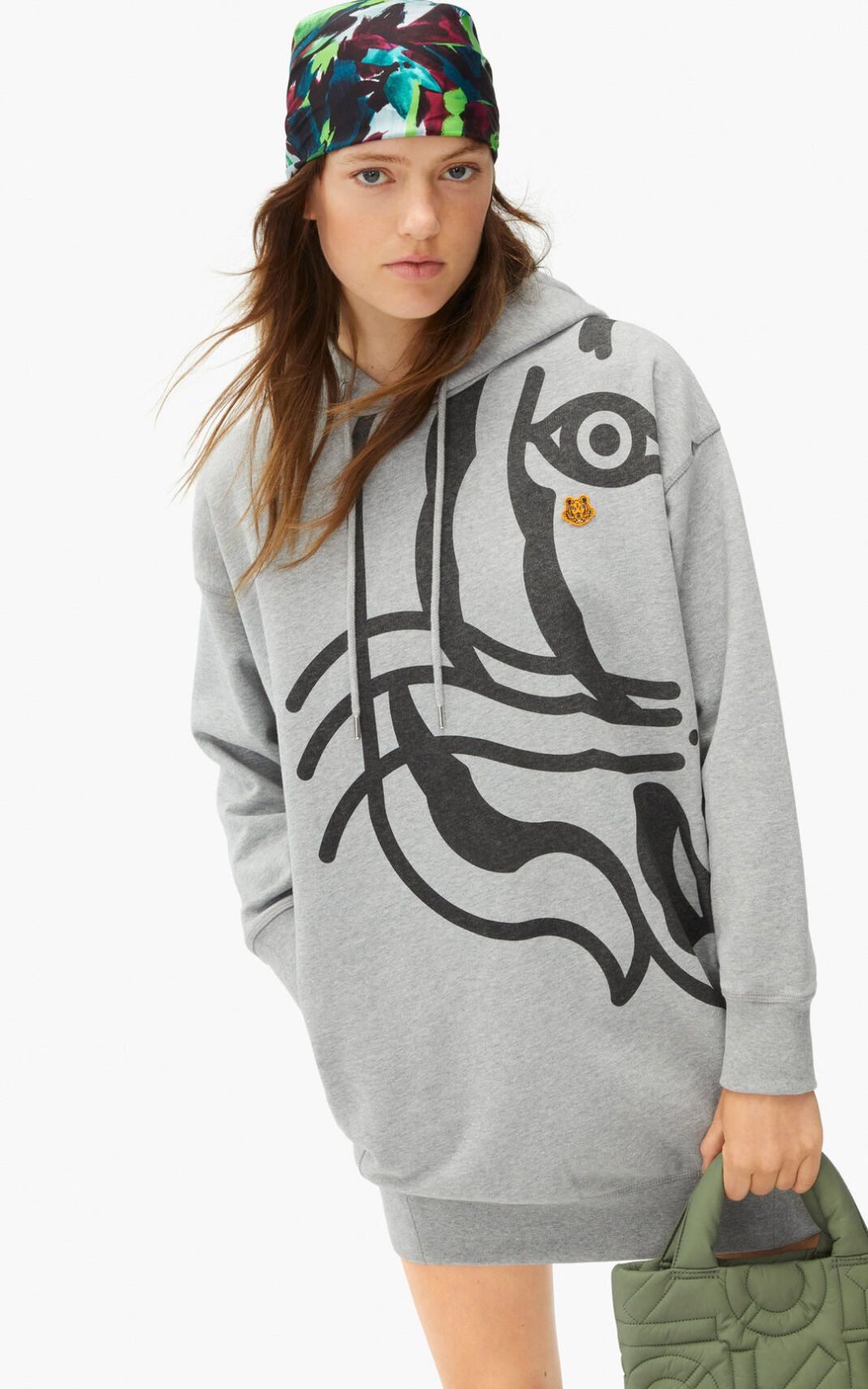 Kenzo K Tiger hooded sweater Ženska Obleke Siva SI-0954134